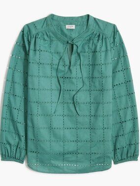 J.Crew Long-sleeve eyelet top -- Large -- Frosty Mineral